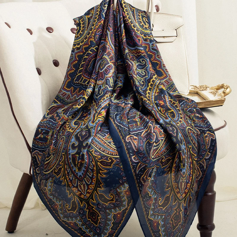 

Шелковый весенне-осенний женский шарф роскошный дизайн печать женская пляжная шаль шарф модный Гладкий женский головной платок 110x110 см