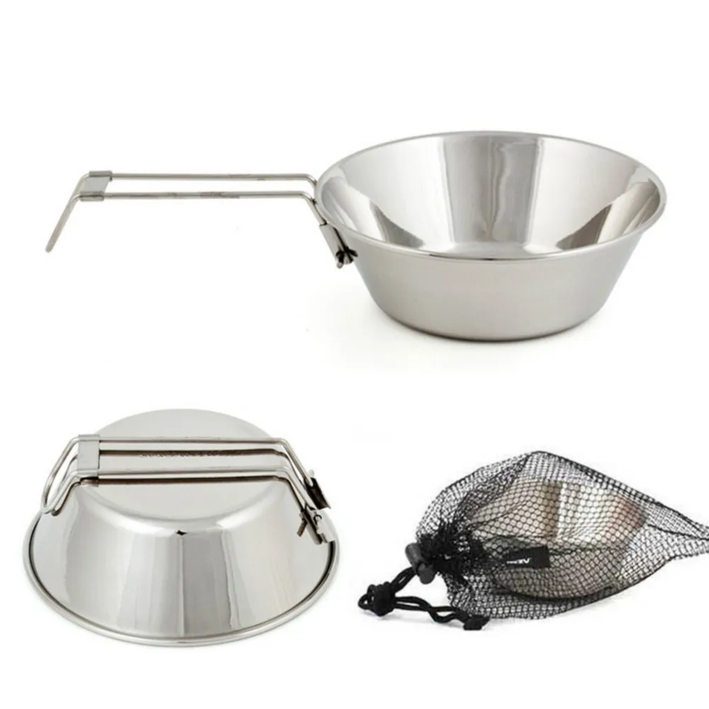 

Foldable Stainless Steel Cooking Bowls Rice Bowl for Outdoor Camping Hiking Picnic Tableware
