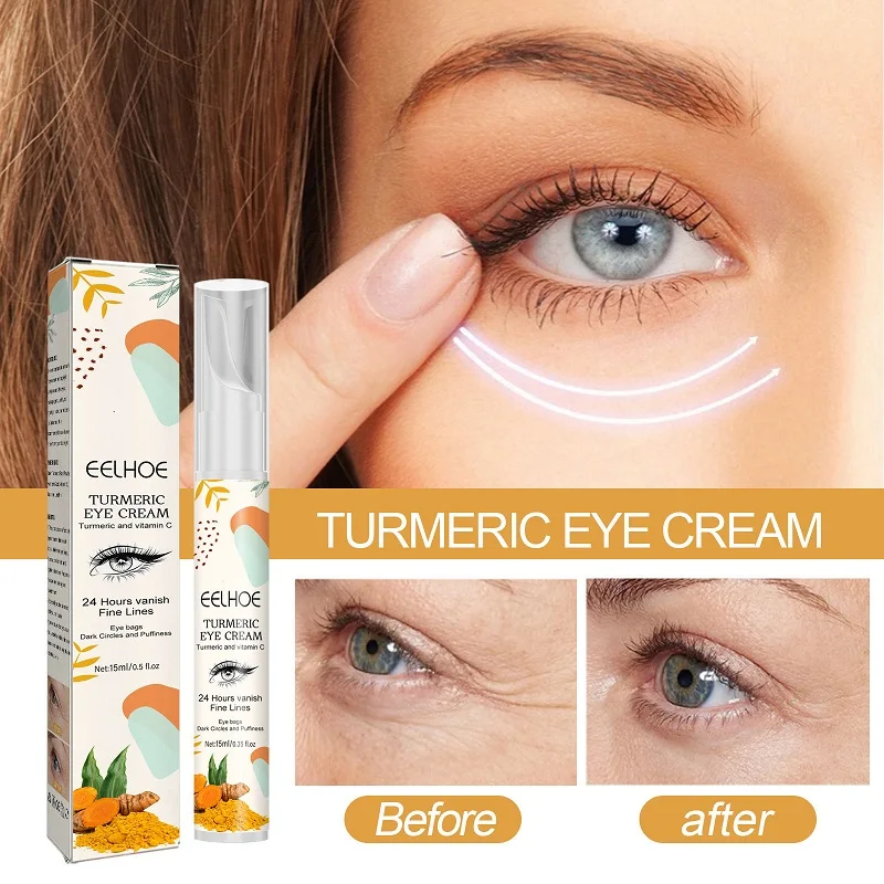 

Turmeric Eye Cream Dark Circles Remover Eye Bags Lift Firm Brightening Vitamin C Eye Cream Anti Aging Massage Eyes Care