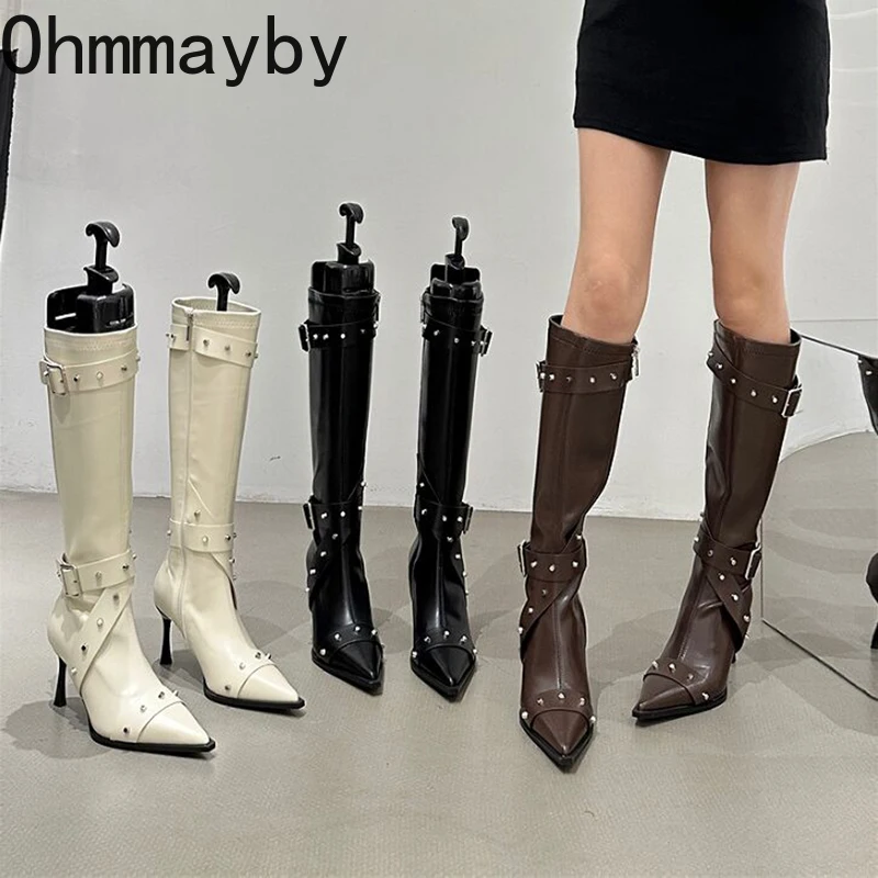 

Winter New Women High Boots Fashion Pointed Toe Side Zipper Ladies Elegant Long Boots Thin High Knee High Boots