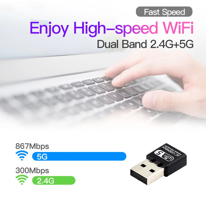 

1300Mbps Mini USB3.0 Wifi Adapter High Speed Dual Band 2.4G 5G Ethernet Wi-fi Dongle Lan Wireless Network Card PC Receiver
