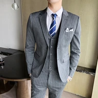 jacketvestpants classic striped mens suit jacket suit suit mens slim tuxedo formal dinner wedding groom men suits
