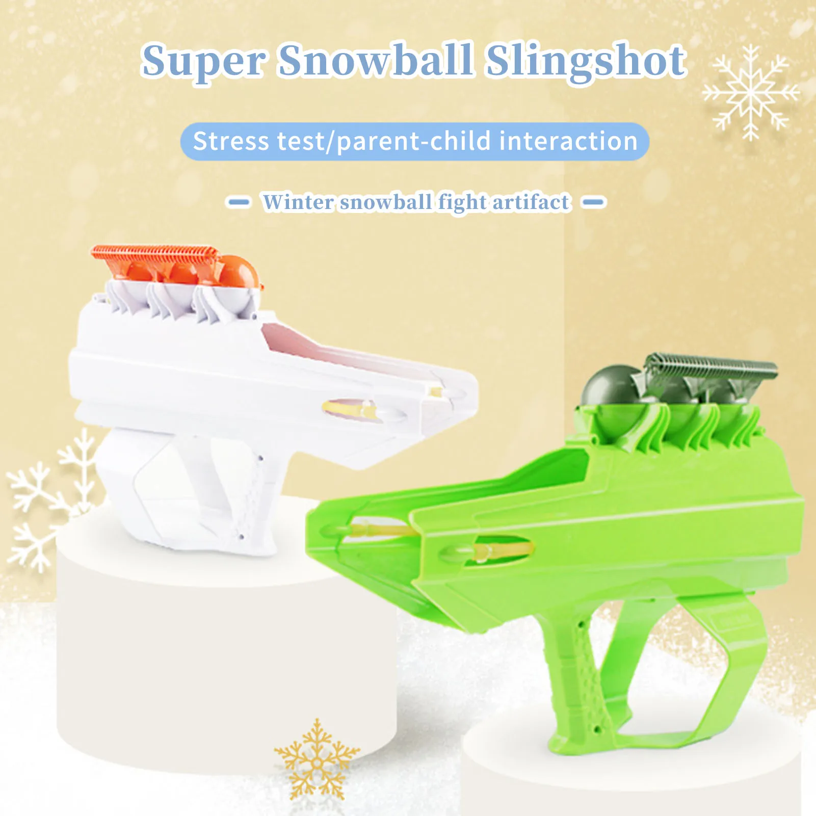 

Snow Ball Maker Winter Snow Scooter With 3 Snowballs & Non-slipping Handle Snow Toys For Kids Adults Outdoor Green And White