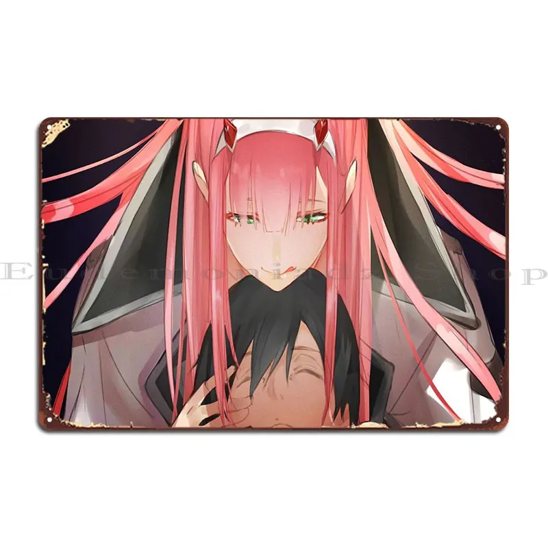 

Franxx Zero Two Hiro Love Metal Plaque Designing Designing Garage Cinema Wall Mural Tin Sign Poster