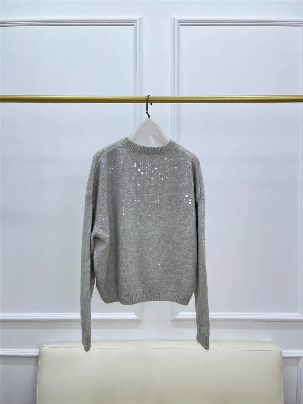 Женский пуловер из смесовой шерсти мохера с блестками повседневный свободный