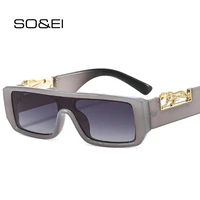 soei retro rectangle double color sunglasses women fashion metal cheetah decoration eyewear shades uv400 men square sun glasses