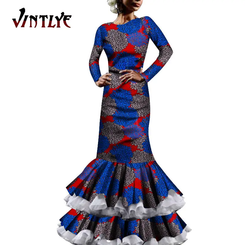 

Африканское платье Kanga для выпускного вечера для женщин, модное Африканское женское платье, облегающее Макси-платье с юбкой-годе, длинная вечерняя одежда, платья WY137