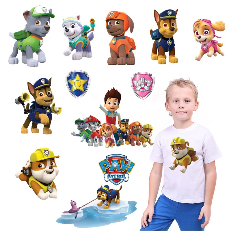 

Animal Paw Patrol Heat Transfers Patch Iron on Transfers for Clothing Stickers Jacket Washable DIY Cartoon Custom Decor Gift