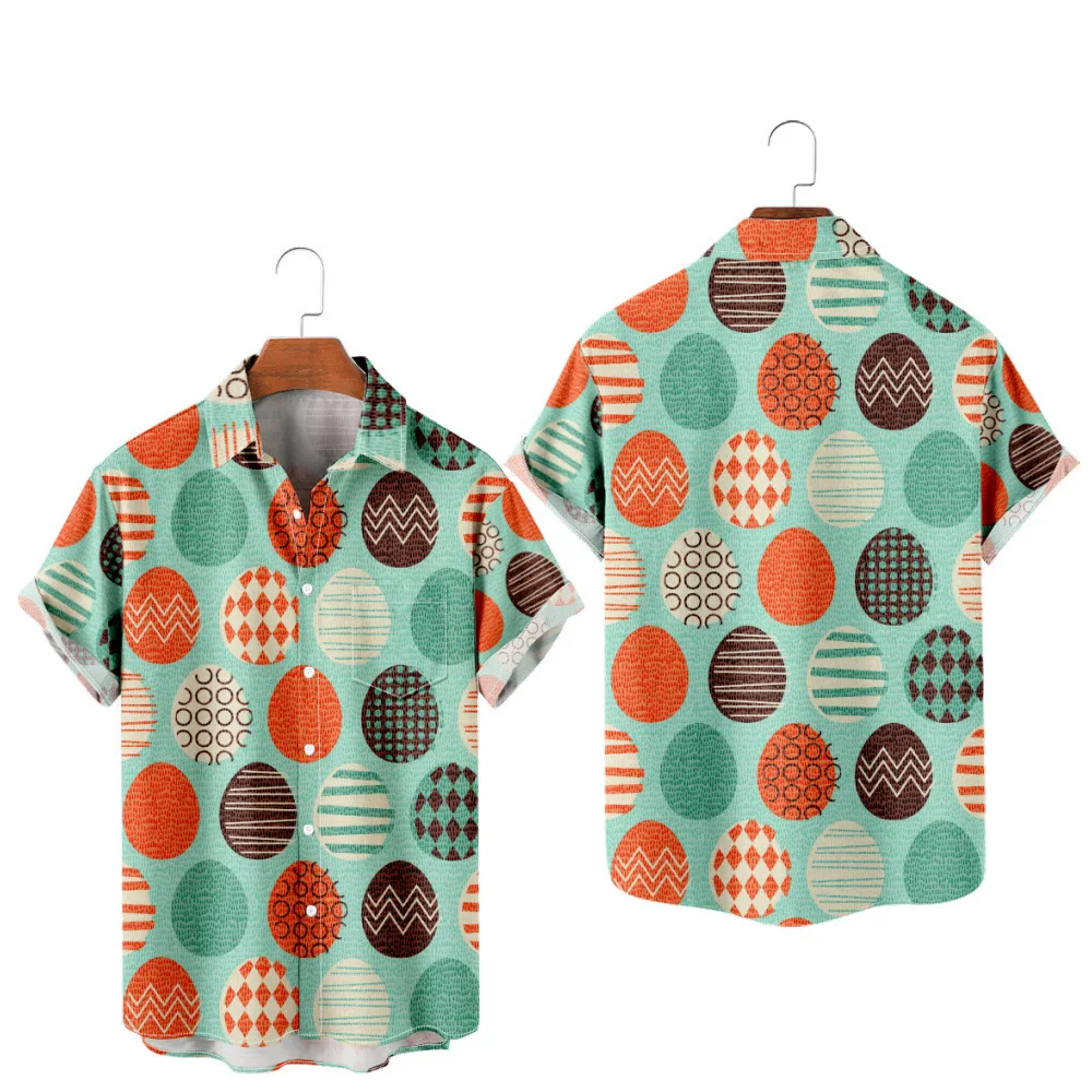 

Men's Hawaiian T-Shirt Y2K Hombre Fashion Shirt Easter Egg 3D Print Cozy Casual Short Sleeve Beach Oversized Clothes 6