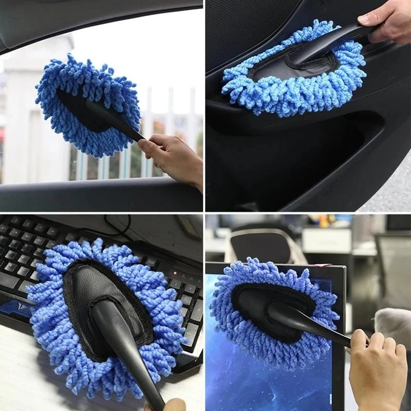 

1PC Car Dust Mop Car Wash Microfiber Cleaning Brush Dusting Tool Duster Home Cleaning Used Dust Removal Car Wash Brush Blue Grey