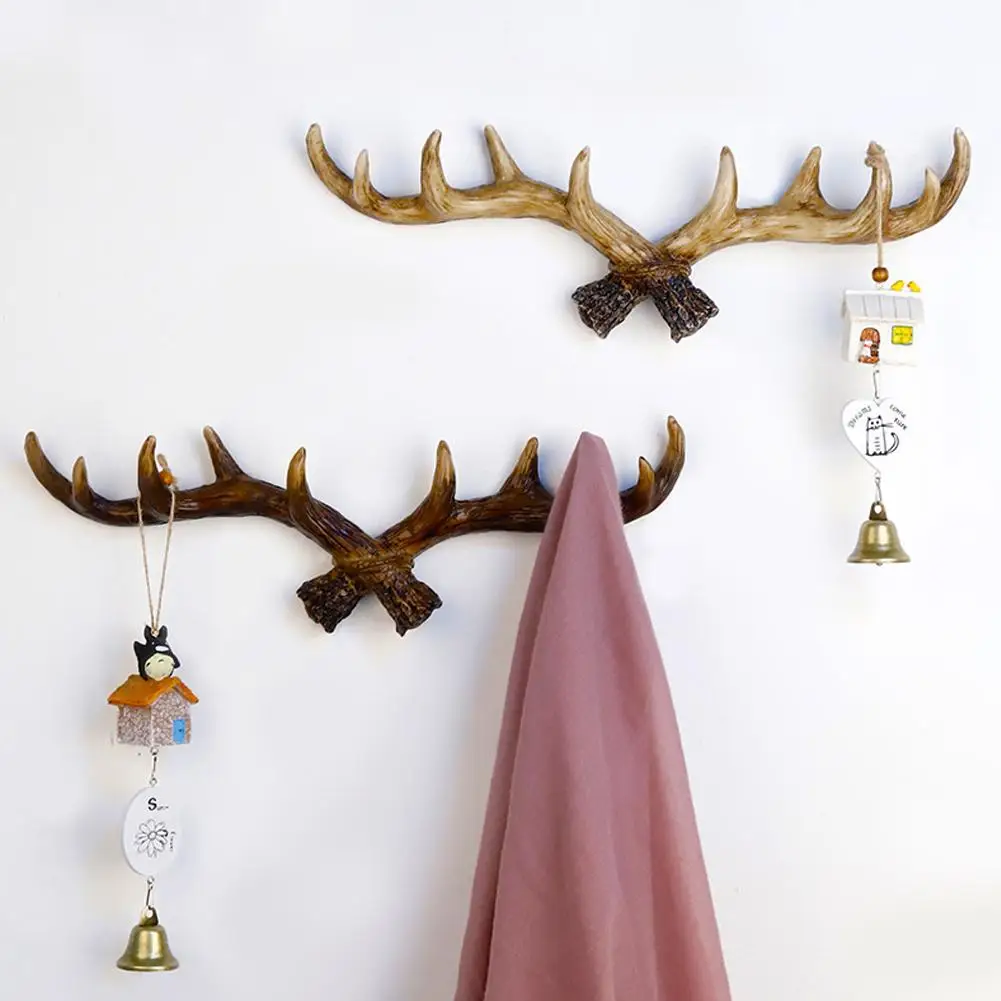 

Vintage American Style Antler Shaped Wall Hanging Coat Rack Creative Key Hook For Clothing Store Porch Door Wall Decoration