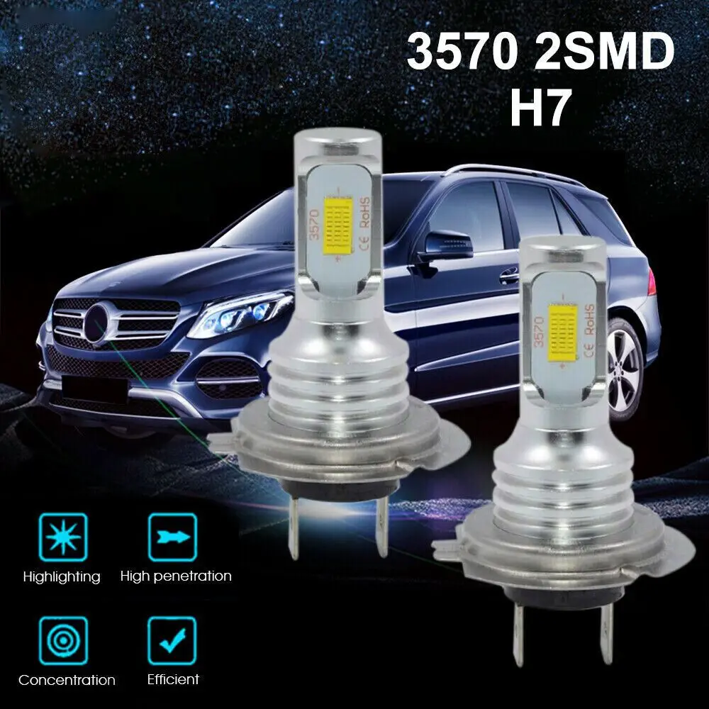 

2x H7 LED Bulbs 6000K Headlight Replace Xenon Hi/Low Beam Canbus Error Free SWE