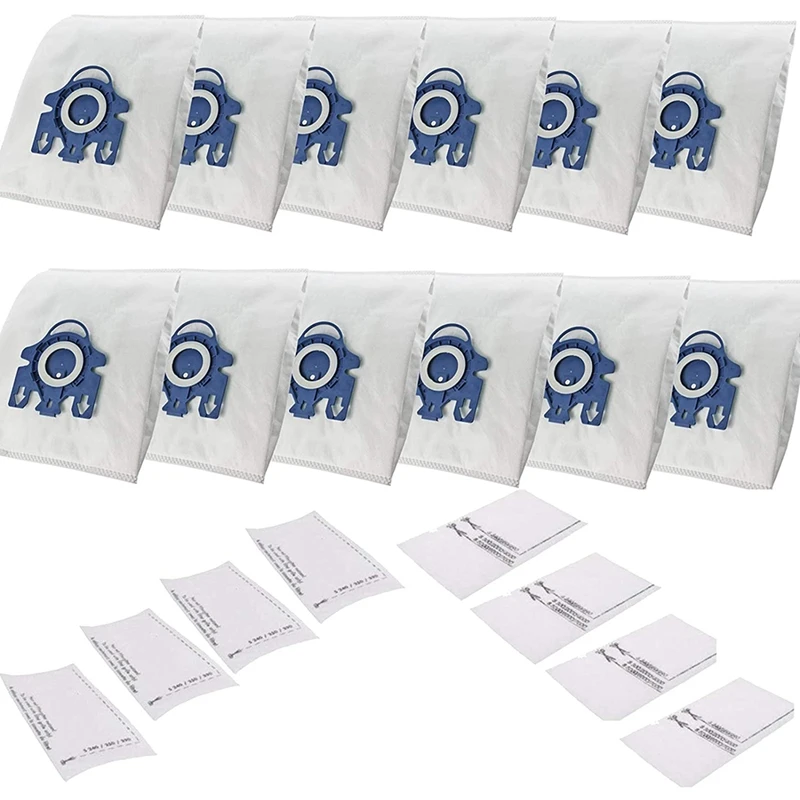12 мешков для пылесоса + 8 фильтров совместимых с Hyclean Miele GN 3D 10408410 Classic C1