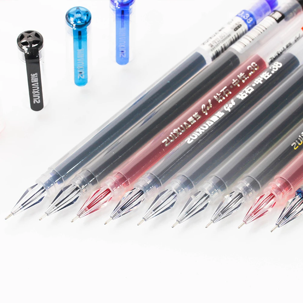 

12Pcs 0.38mm Gel Pen Large Capacity Ink Four Color Options Ink Color Pen School Student Office Stationery Supplies
