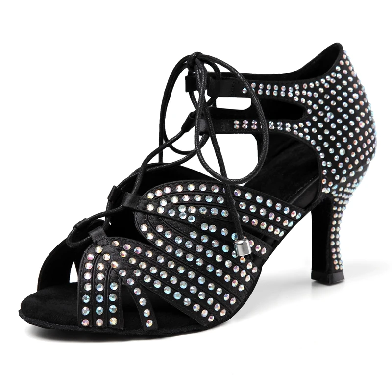 Ladies Latin dance shoes women's soft soled Rhineston dance shoes high heels cha cha tango remba dance shoes social dance shoes