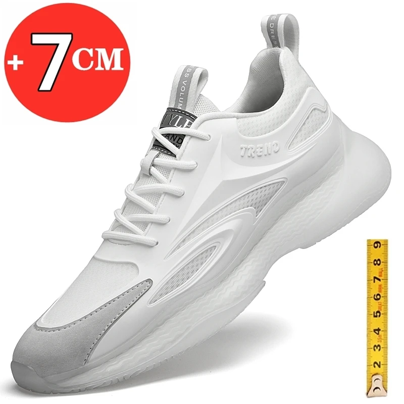 

7CM Heightening Shoes Heightening Men's Shoes High Quality White Sports Shoes Air Cushion Comfortable Shoes Men's Shoes New 2023