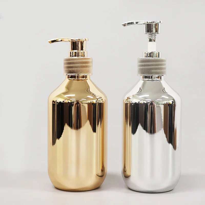 

New Hand Soap Dispensers 300ML Gold Chrome Plastic Liquid Soap Bottles Rust-proof Round Dispensers Bathroom Accessories