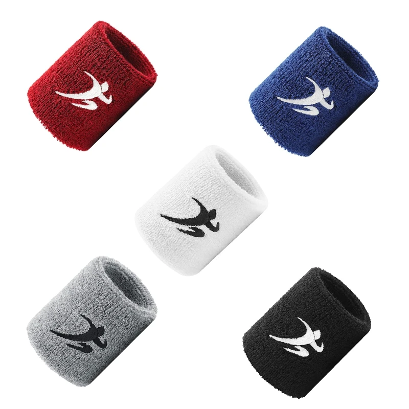 Athletic Cotton Sweatband Stretchy Wristband Moisture Wicking for Sports Gym