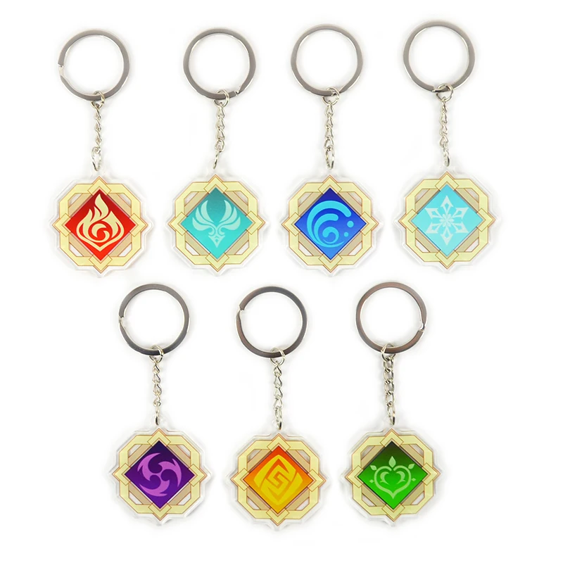 

Anime Keychain Genshin Impact Keyring Element Vision God's Eye Liyue Harbor Bag Pendant Key Chain For Girl Gifts