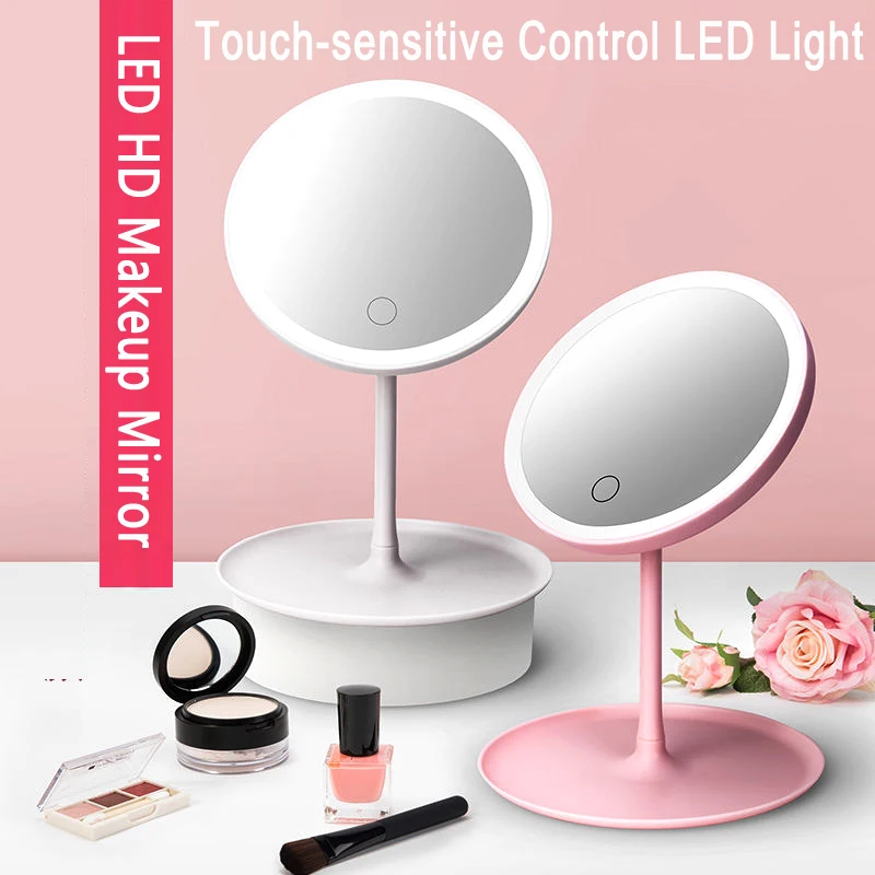 

Makeup Mirror Touch-sensitive Control LED Light Fill Light Mirrors Adjustable Angle Brightness Lady Valentine's Day Gift Women