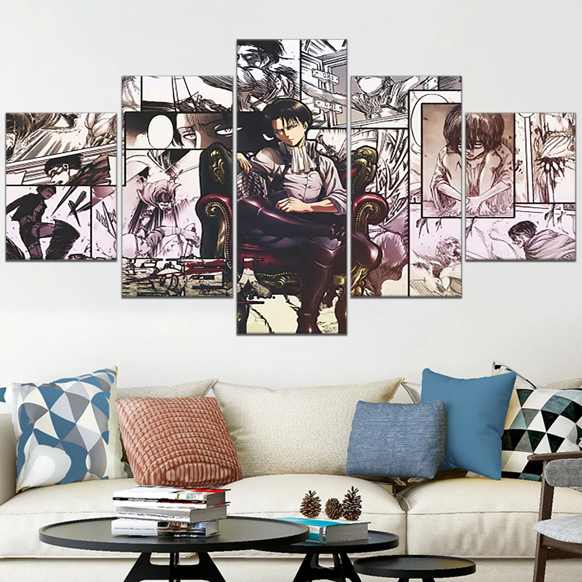 

Levi Ackerman Anime Poster Wall Art Home Decor 5 Pieces HD Prints Attack On Titan Modern Canvas Painting Modular Picture Bedroom