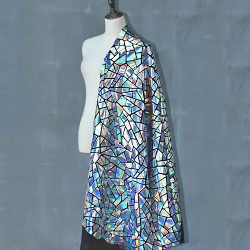 1 ярд красочные Лазерные Блестки полиэстер бархатная ткань геометрические