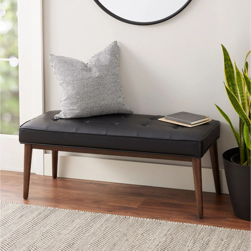 

Better Homes & Gardens Colton Upholstered Bench, Black Faux Leather