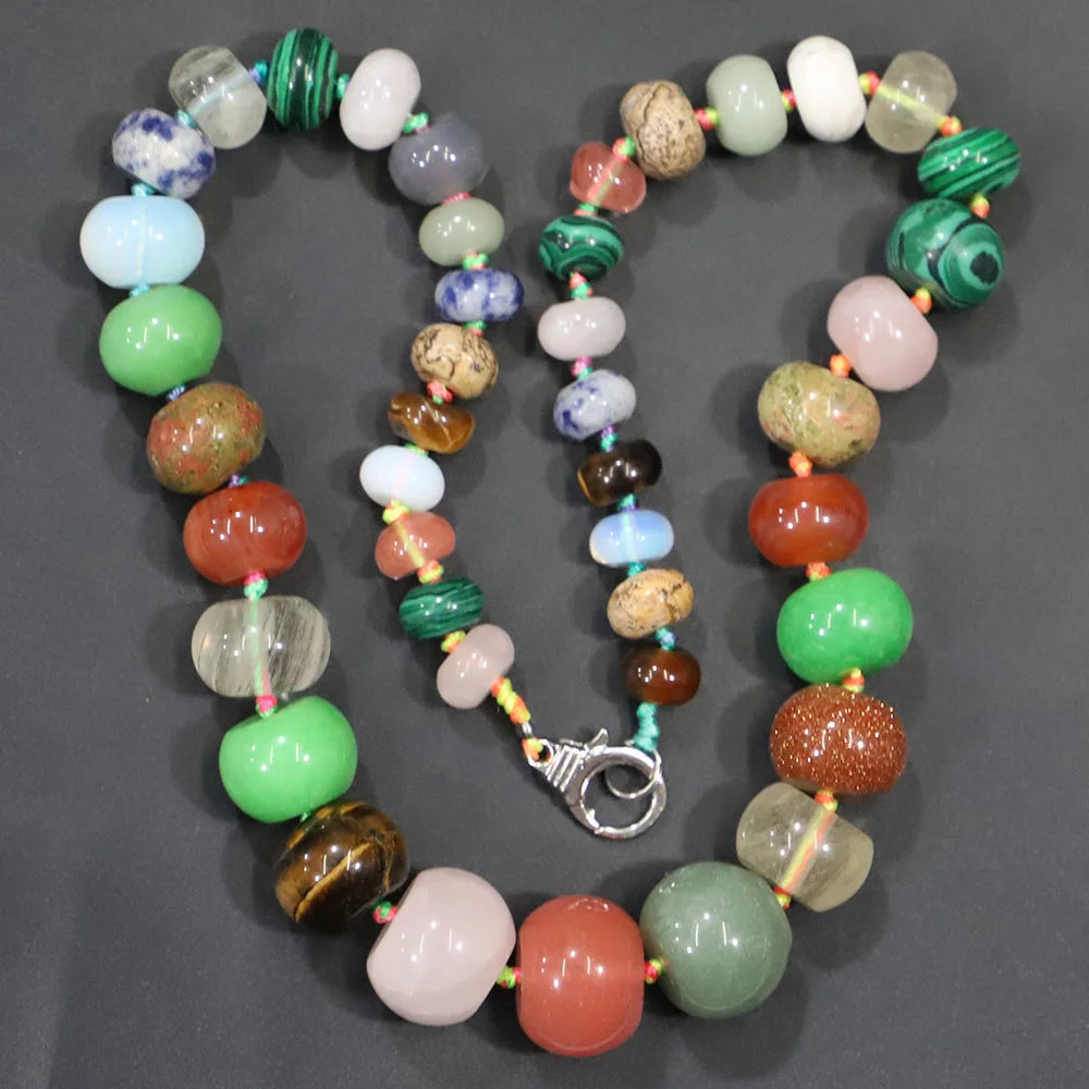 

Selling Natural Stone Abacus Beads Necklace Opal Grey Agate Turquoise Charms Fashion Jewelry Accessories Wholesale Free Shipping
