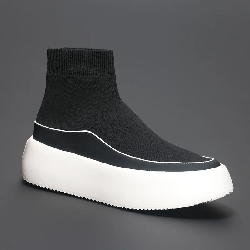 Туфли-носки мужские летающие текстильные дышащие толстая подошва удобная