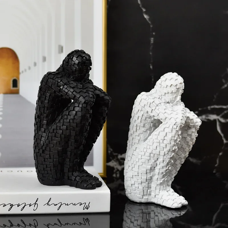 2 шт. статуя мыслителя абстрактная мозаичная фигурка скульптура из смолы