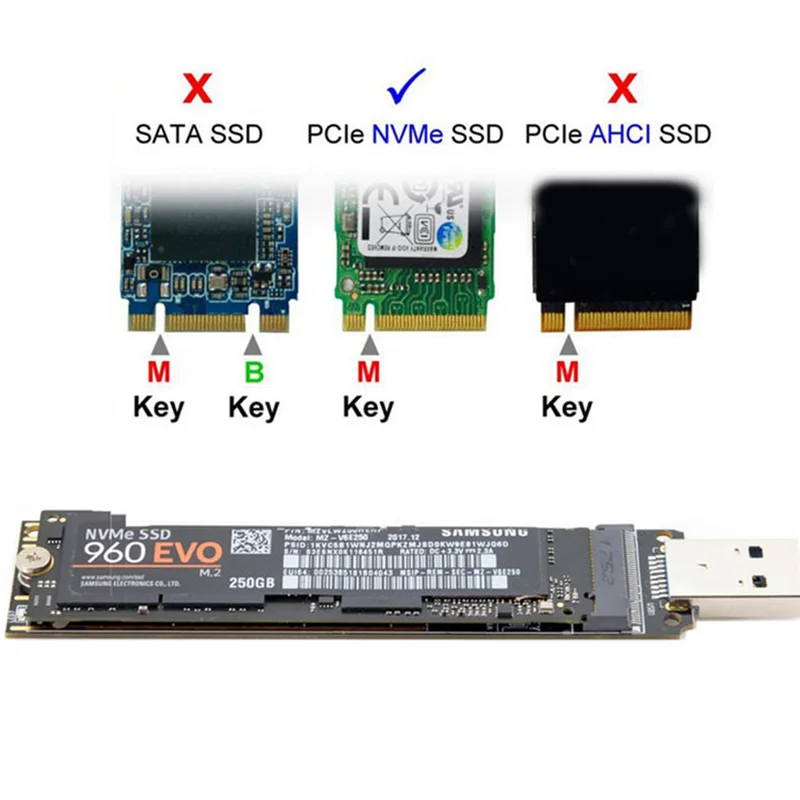 

Переходник NVME USB M.2 NVME SSD на USB 3,1, адаптер 10 Гбит/с USB3.1 Gen 2 для M2 NVMe 2230 2242 2260 2280 SSD
