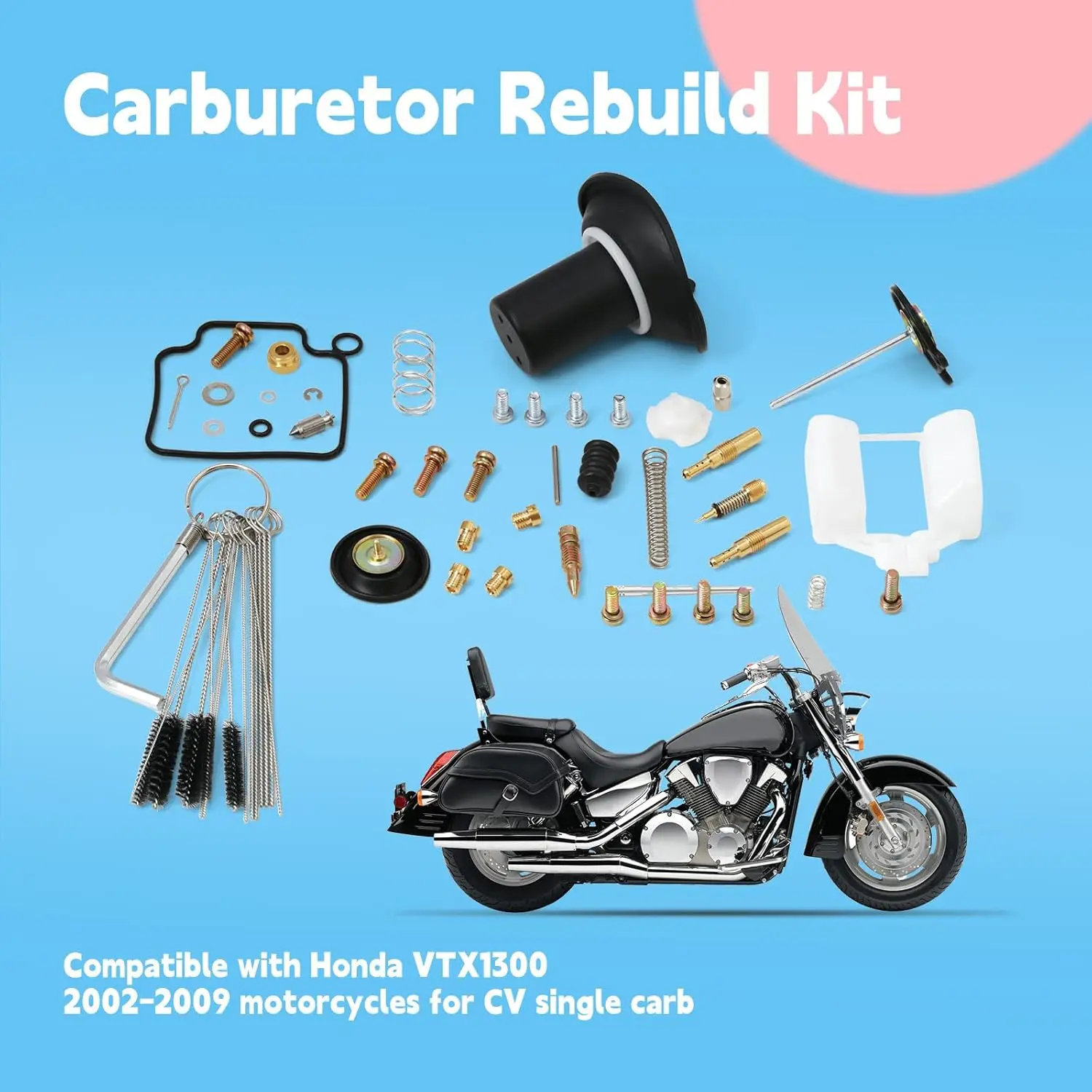 Фото Комплект для восстановления карбюратора 16012-MEA-671 для Honda VTX1300 2002-2009, CV Single Carb, замена 16037-MAK-000, 16111-MEA-671 №3