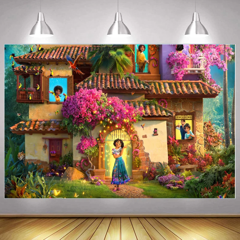 

Encanto Backdrop Girls Magic Family Happy Birthday Party Princess Photography Background Kids Photographic Banner
