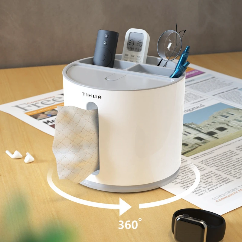

Rotating Paper Box Home Living Room New Creative Desktop Tissue Box Multi-Function Remote Control Coffee Table Storage Box