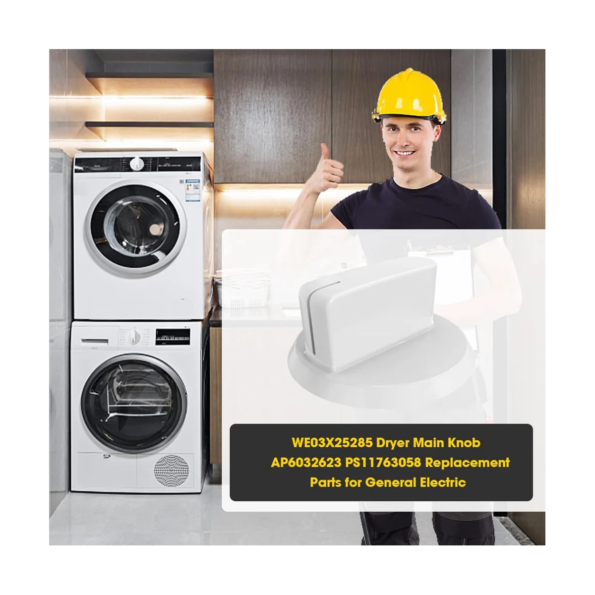 

2PCS WE03X25285 Dryer Main Control Knob for Dryer Dryer Replaceable for AP6032623/PS11763058 Dryer Knob