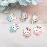10pcs alloy dripping oil pendant cartoon charms cat earrings diy jewelry charms keychain bracelet pendant jewelry accessories