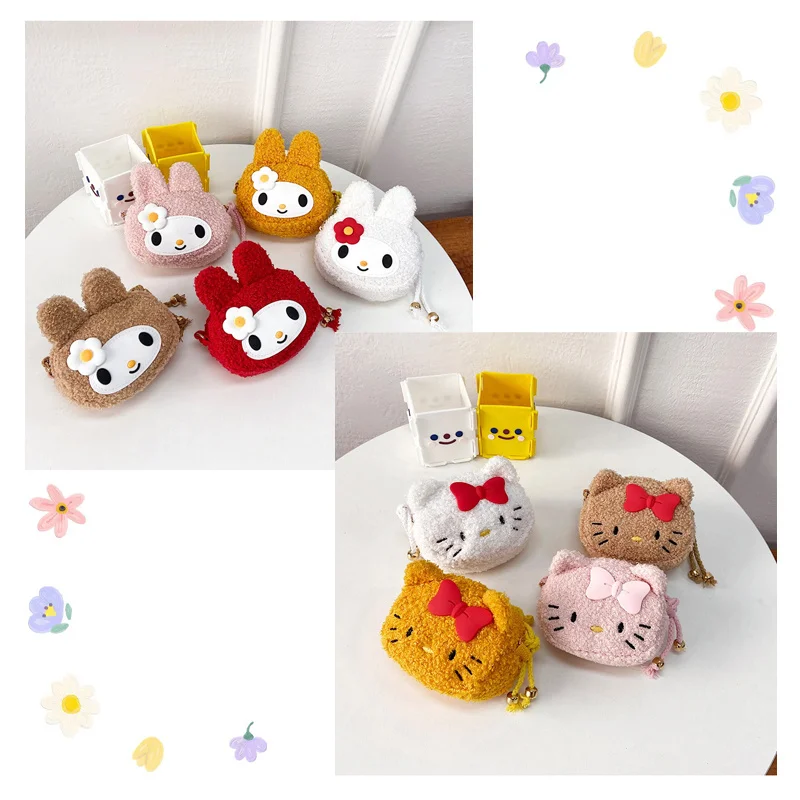 Аниме мультфильм My Melody KT Cat плюшевые игрушки Маленькая круглая сумка Kawaii Plushie