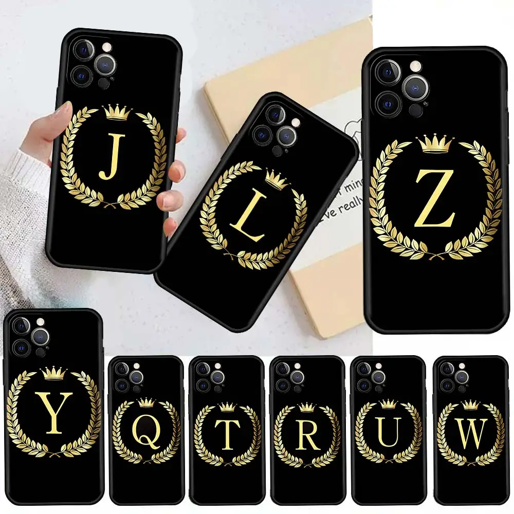 

Luxury Crown Wreath English Letter Case For Apple iPhone 13 11 12 Pro 7 XR X XS Max 8 6 6S Plus 5 5S SE 2020 13Pro Phone Cover