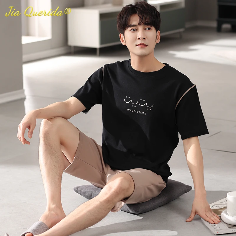 Модные мужские пижамы 2022 летние шорты одежда для отдыха хлопковый спальный