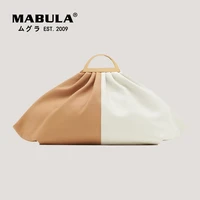 mabula fashion pleated hobo handbags with top handle 2022 new patchwork color women bags soft leather totes lady elegent clutch