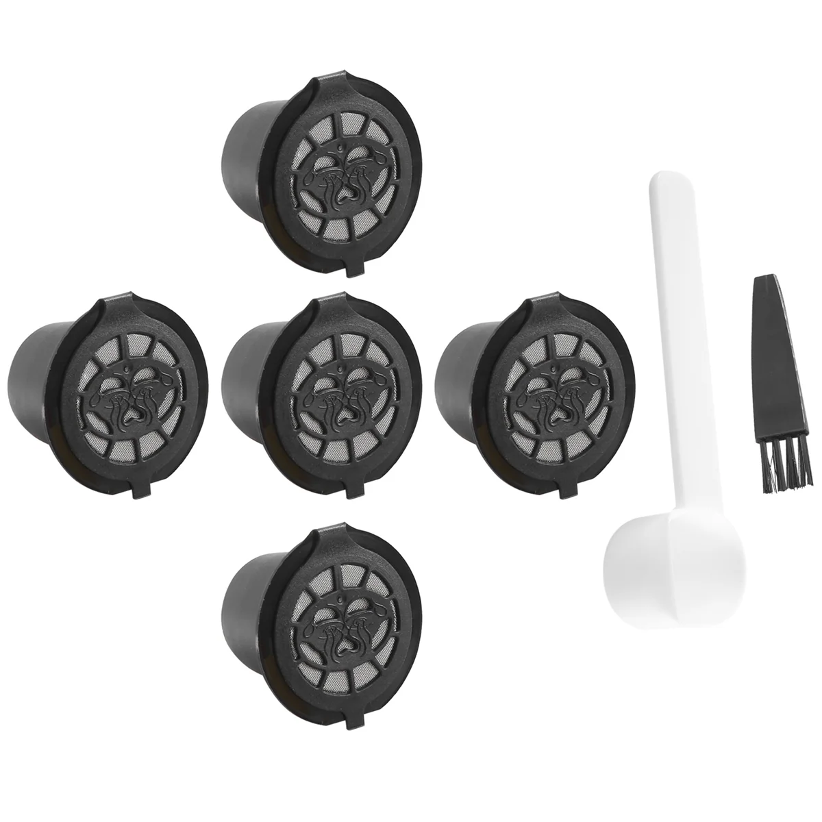 5 многоразовых капсул многоразовый фильтр для кофейных с кофемашинами и щеткой