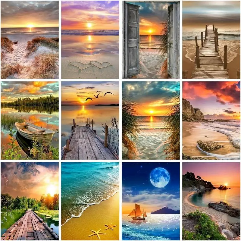 

GATYZTORY Pictures By Number Sunset Scenery Kits Home Decor Painting By Numbers Drawing On Canvas Handpainted Art Diy Gift