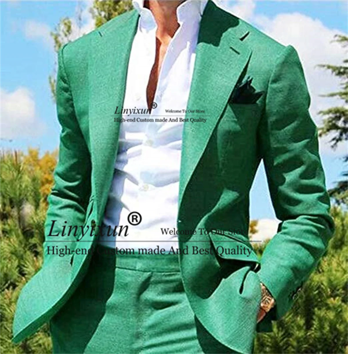 

Latest Design Green Mens Wedding Suit Notched Lapel Groom Tuxedos 2 Pieces Groomsmen Prom Blazer Sets Slim Fit Costume Homme