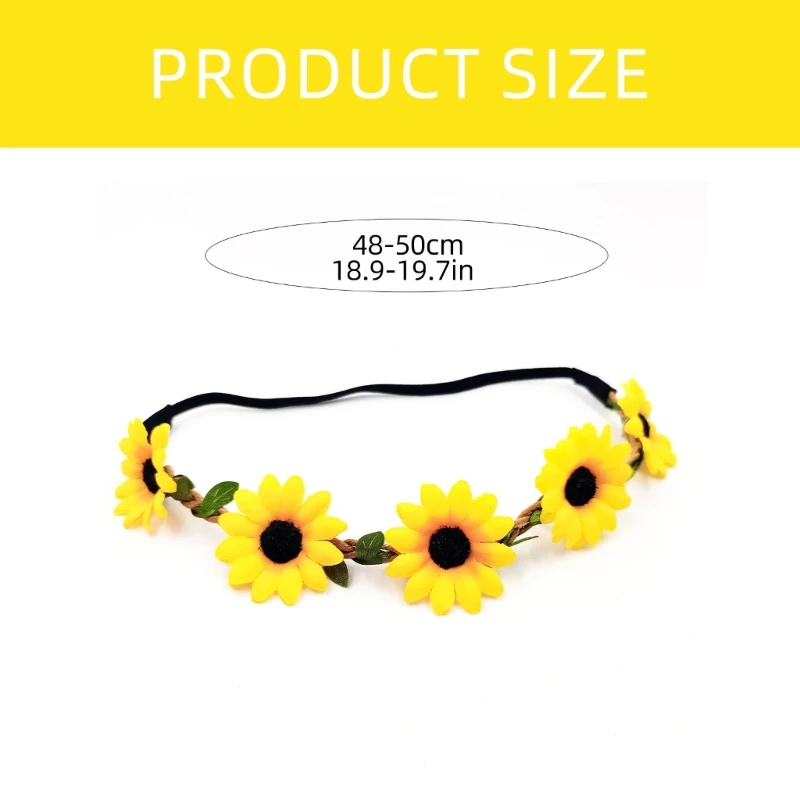 Цветочный венок с ромашками эластичная повязка на голову головной убор цветком