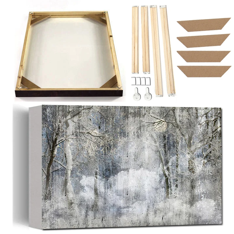 

Винтажный плакат с изображением джунглей и деревьев с рамкой, Современный абстрактный пейзаж, Картина на холсте, черная и белая картина для гостиной