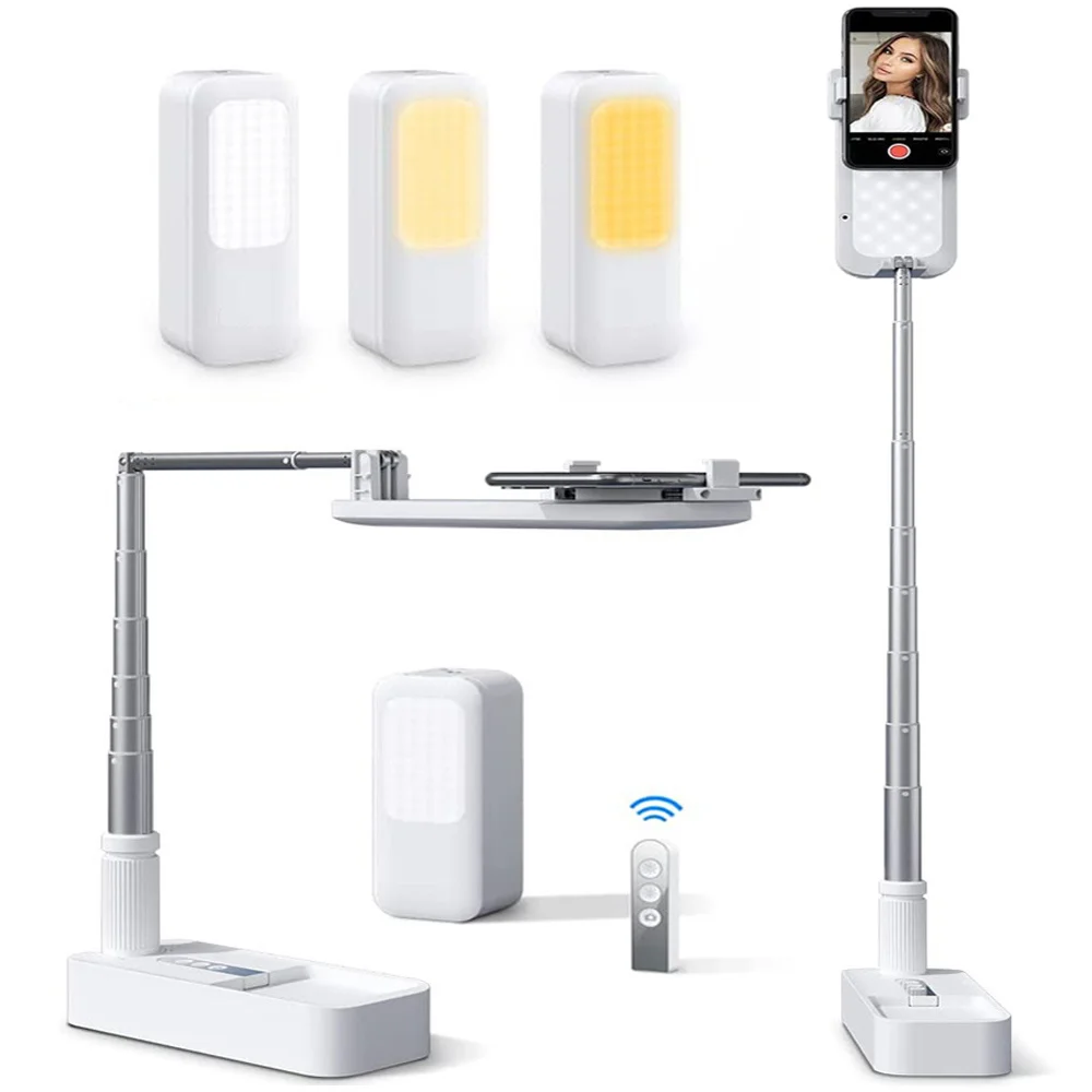 

New Portable Phone Holder For Smartphone Retractable Wireless Live Broadcast Stand Dimmable Selfie LED Fill Light For Video Sale