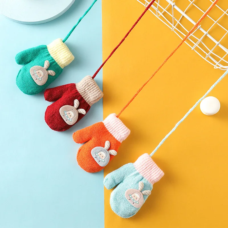 

Winter Plush Thick And Warm Cute Colors Full Finger Gloves Cartoon Plush Baby Gloves For 0-3Y Kids Boys Girls Gloves Gifts