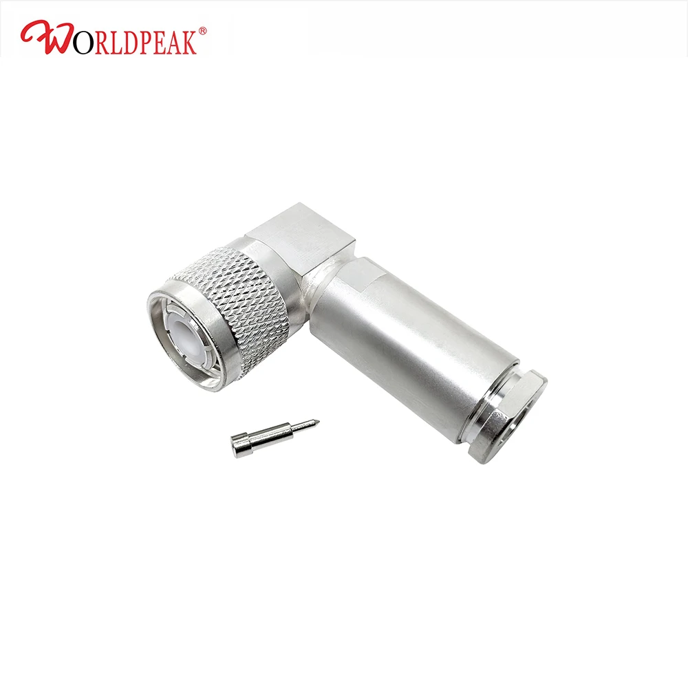 Free shipping 1pcs Silver Plated HN male right angle clamp connector for RG214 cable | Connectors