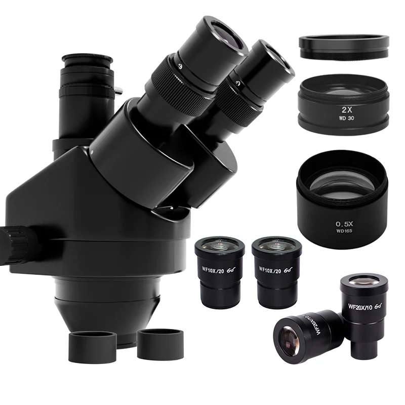 

Kailiwei 7X-45X 3.5X-90X 180X Simul-Focal Trinocular Zoom Stereo Microscope Head 0.5X 0.7X 2.0X Auxiliary Barlow Objective Lens