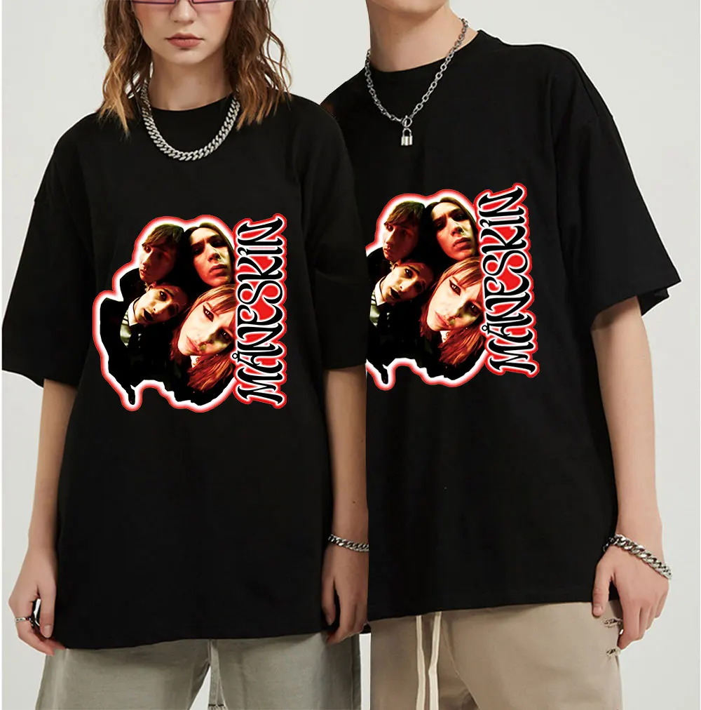 

Italian Band Singer Maneskin Print T Shirt Men Women Fashion Cotton T-shirts Tops Oversized Tee Shirt Clothes Streetwear Tops